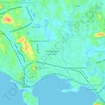 Thanipolgaha Junction topographic map, elevation, terrain