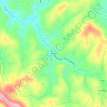 Union topographic map, elevation, terrain