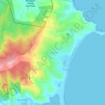 Tura Beach topographic map, elevation, terrain