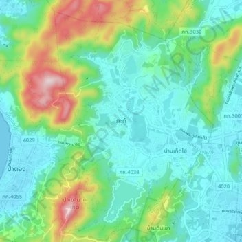 Kathu topographic map, elevation, terrain