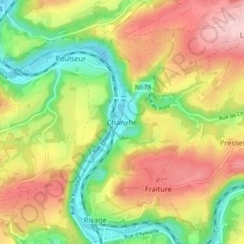 Chanxhe topographic map, elevation, terrain