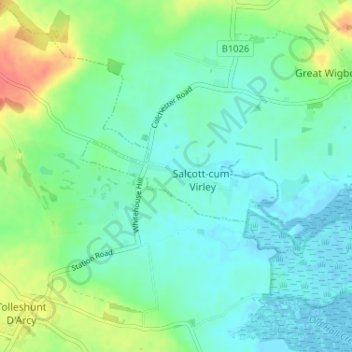 Salcott topographic map, elevation, terrain