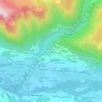 Avonnex topographic map, elevation, terrain