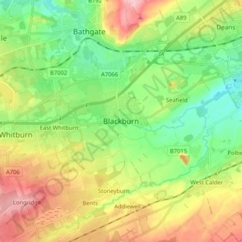 Blackburn topographic map, elevation, terrain