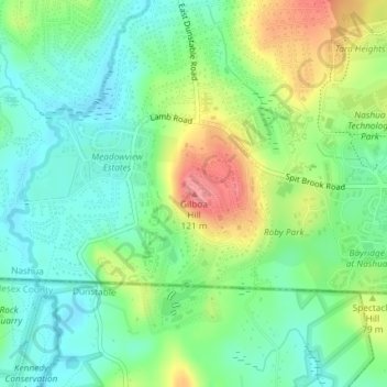 Gilboa Hill topographic map, elevation, terrain