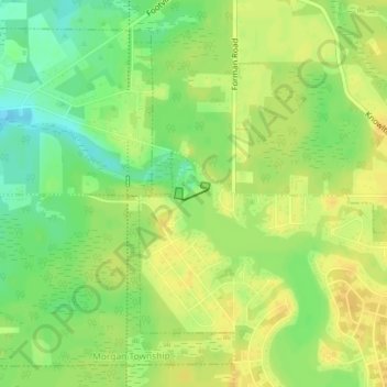 Roaming Rock Shores Lake Dam topographic map, elevation, terrain