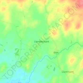 Llanddeusant topographic map, elevation, terrain