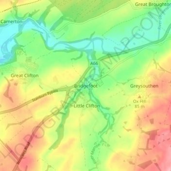 Bridgefoot topographic map, elevation, terrain
