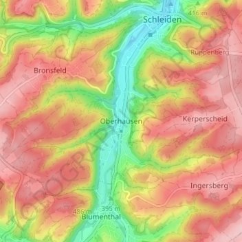 Oberhausen topographic map, elevation, terrain