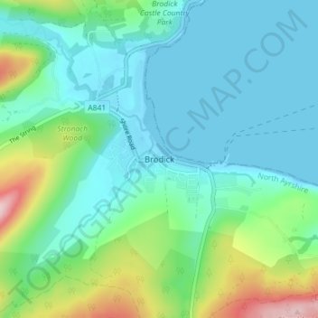 Brodick topographic map, elevation, terrain