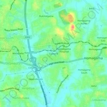 Galawila topographic map, elevation, terrain
