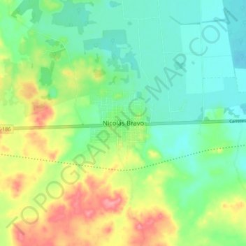 Nicolás Bravo topographic map, elevation, terrain