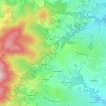 Valency topographic map, elevation, terrain