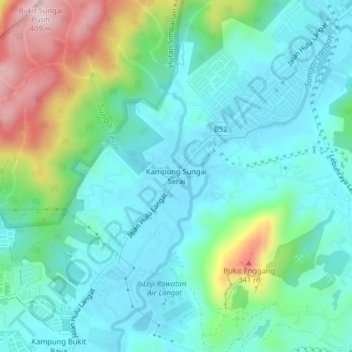 Kampung Sungai Serai topographic map, elevation, terrain