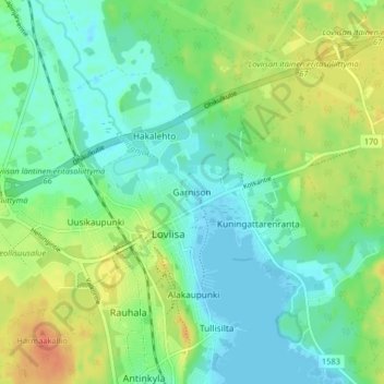 Garnison topographic map, elevation, terrain