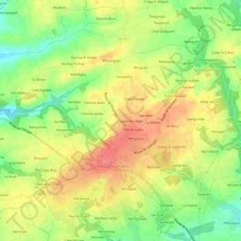 Rest Nevez topographic map, elevation, terrain