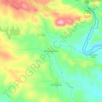 Monte Sorromero topographic map, elevation, terrain