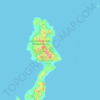 Kepulauan Talaud topographic map, elevation, terrain