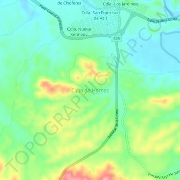 Cabo de Hornos topographic map, elevation, terrain