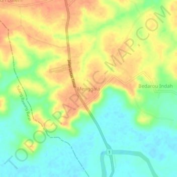 Menggala topographic map, elevation, terrain
