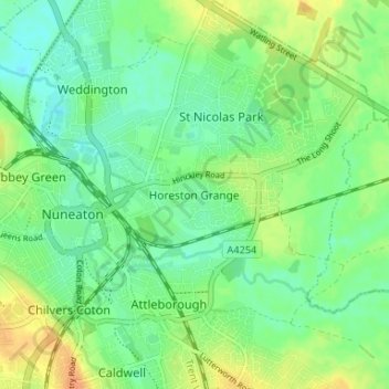 Horeston Grange topographic map, elevation, terrain