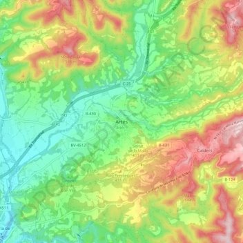 Artés topographic map, elevation, terrain