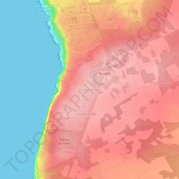 Badia Blava topographic map, elevation, terrain