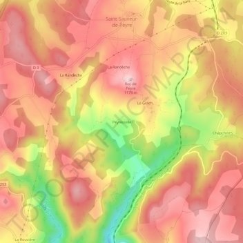 Peyreviolle topographic map, elevation, terrain