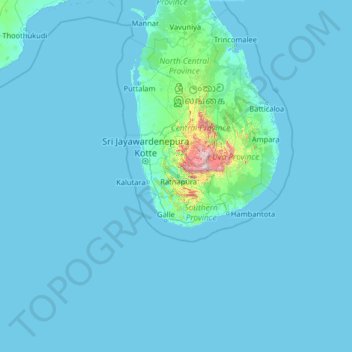 Sabaragamuwa Province topographic map, elevation, terrain