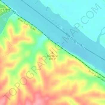 Jawbone topographic map, elevation, terrain