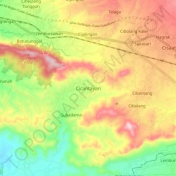 Cicantayan topographic map, elevation, terrain