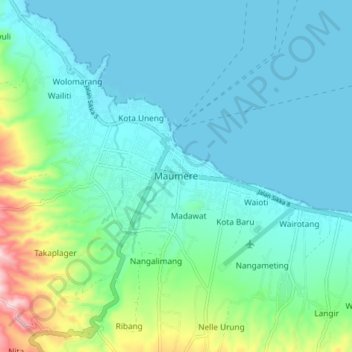 Maumere topographic map, elevation, terrain