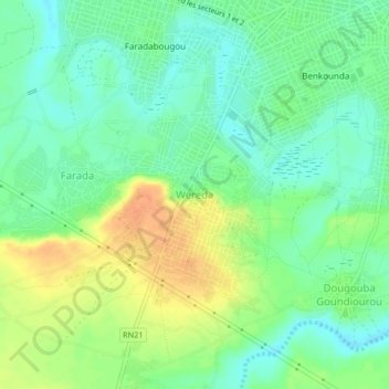 Wereda topographic map, elevation, terrain