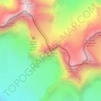Crast' Agüzza topographic map, elevation, terrain