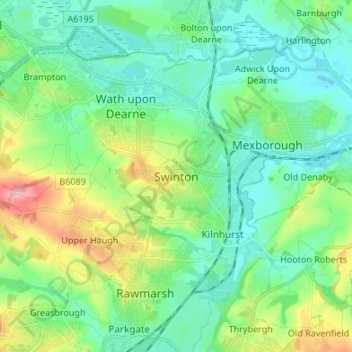 Swinton topographic map, elevation, terrain