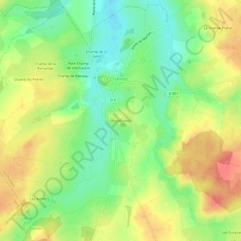 Puyferrand topographic map, elevation, terrain