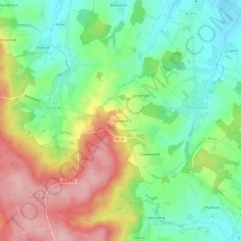 Forsthub topographic map, elevation, terrain