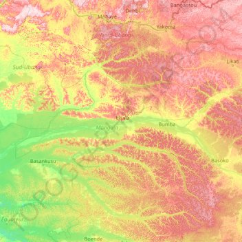 mongala topographic map, elevation, terrain