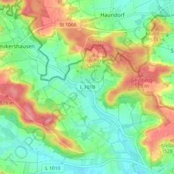 Bergertshofen topographic map, elevation, terrain