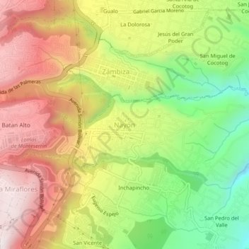 Nayón topographic map, elevation, terrain