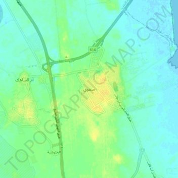 Safwa topographic map, elevation, terrain