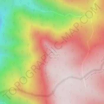 The Sentinels topographic map, elevation, terrain
