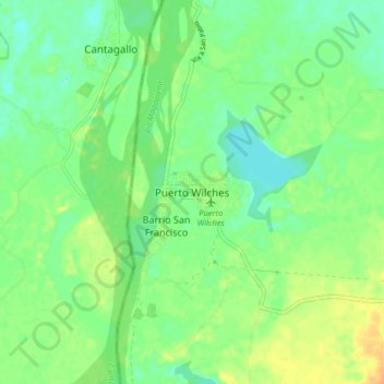 Puerto Wilches topographic map, elevation, terrain