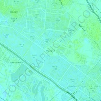 Hazipur topographic map, elevation, terrain