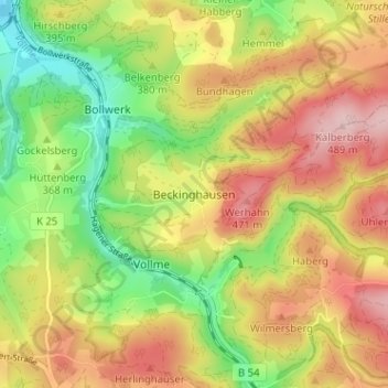 Beckinghausen topographic map, elevation, terrain