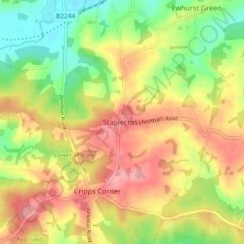 Staplecross topographic map, elevation, terrain