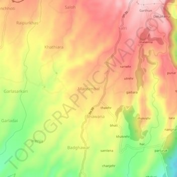 Mansimbal topographic map, elevation, terrain