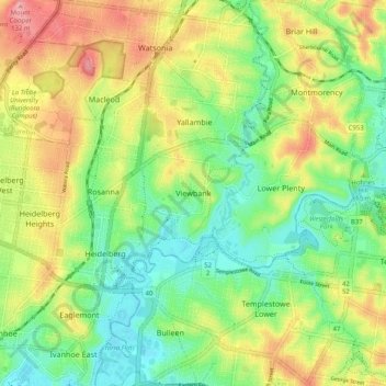 Viewbank topographic map, elevation, terrain
