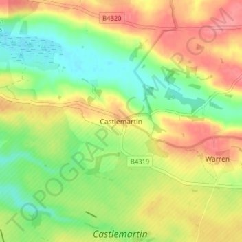 Castlemartin topographic map, elevation, terrain