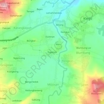 Tegalsari topographic map, elevation, terrain